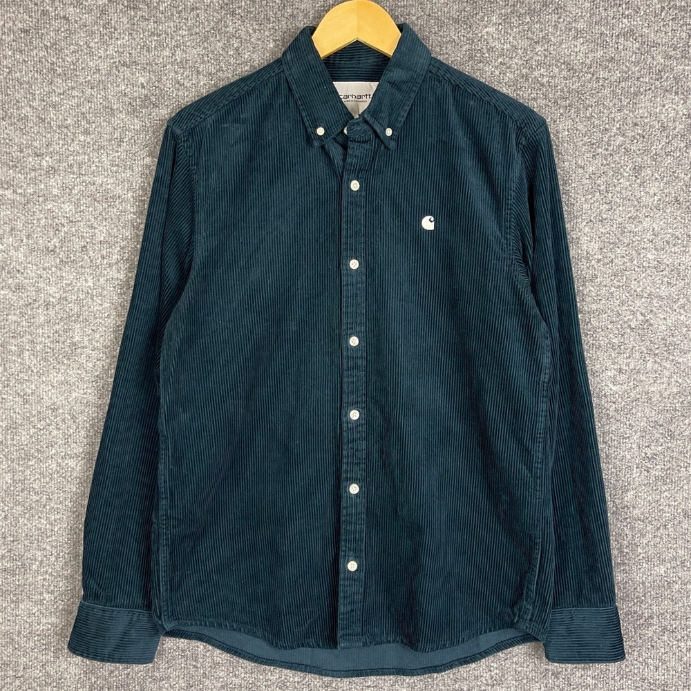 Carhartt WIP Madison Cord Shirt Mens Small Green Excellent Corduroy Button Down